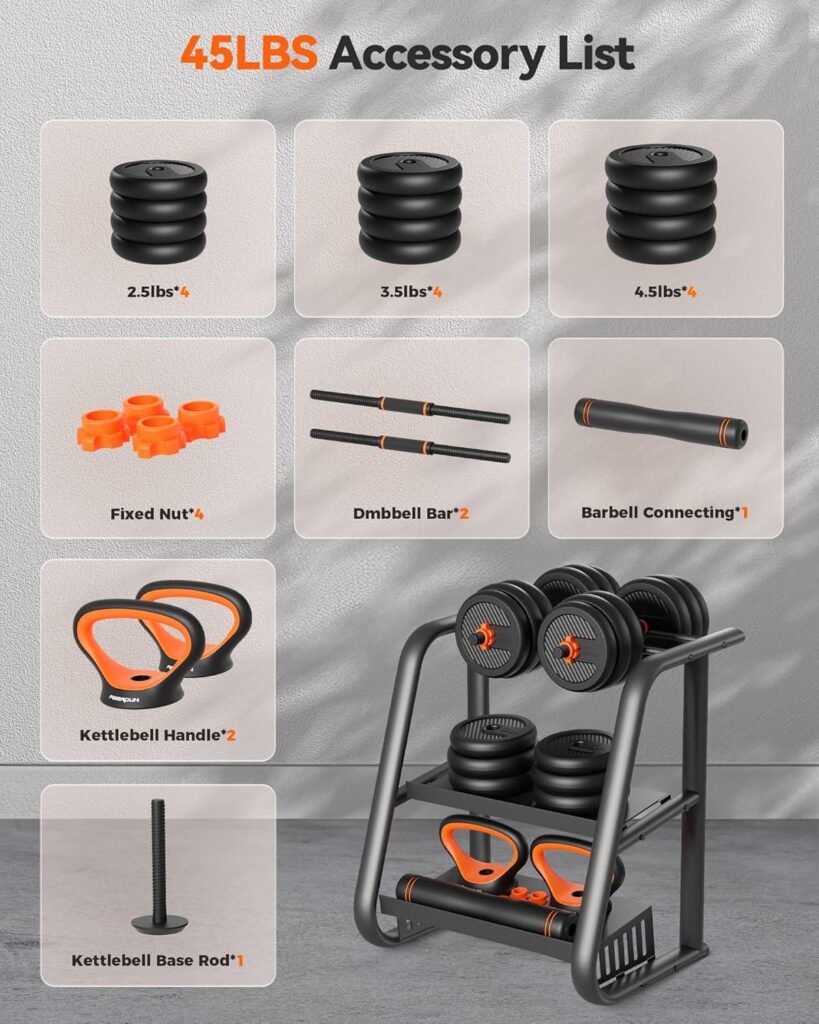 FEIERDUN Adustable Dumbbell Accessory List