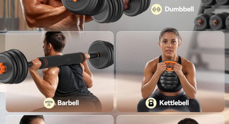 FEIERDUN Adustable Multi Functional Dumbbell Set