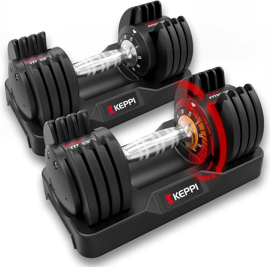 Keppi Adjustable Dumbbells Set 25lb to 55 lb