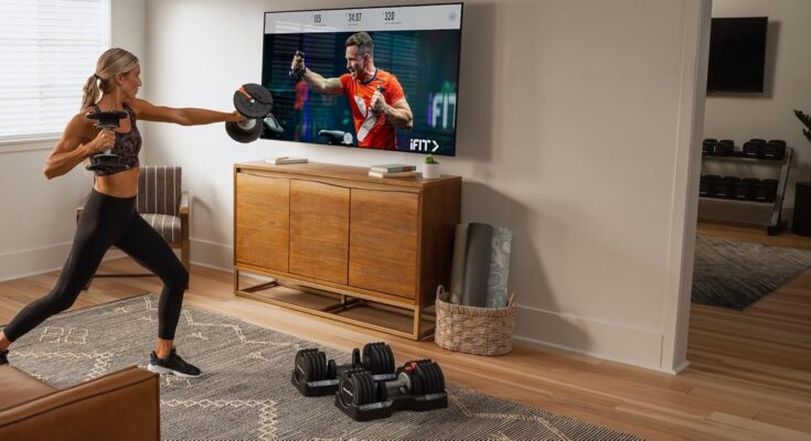 NordicTrack Select-a-Weight Adjustable Dumbbells excercise in home
