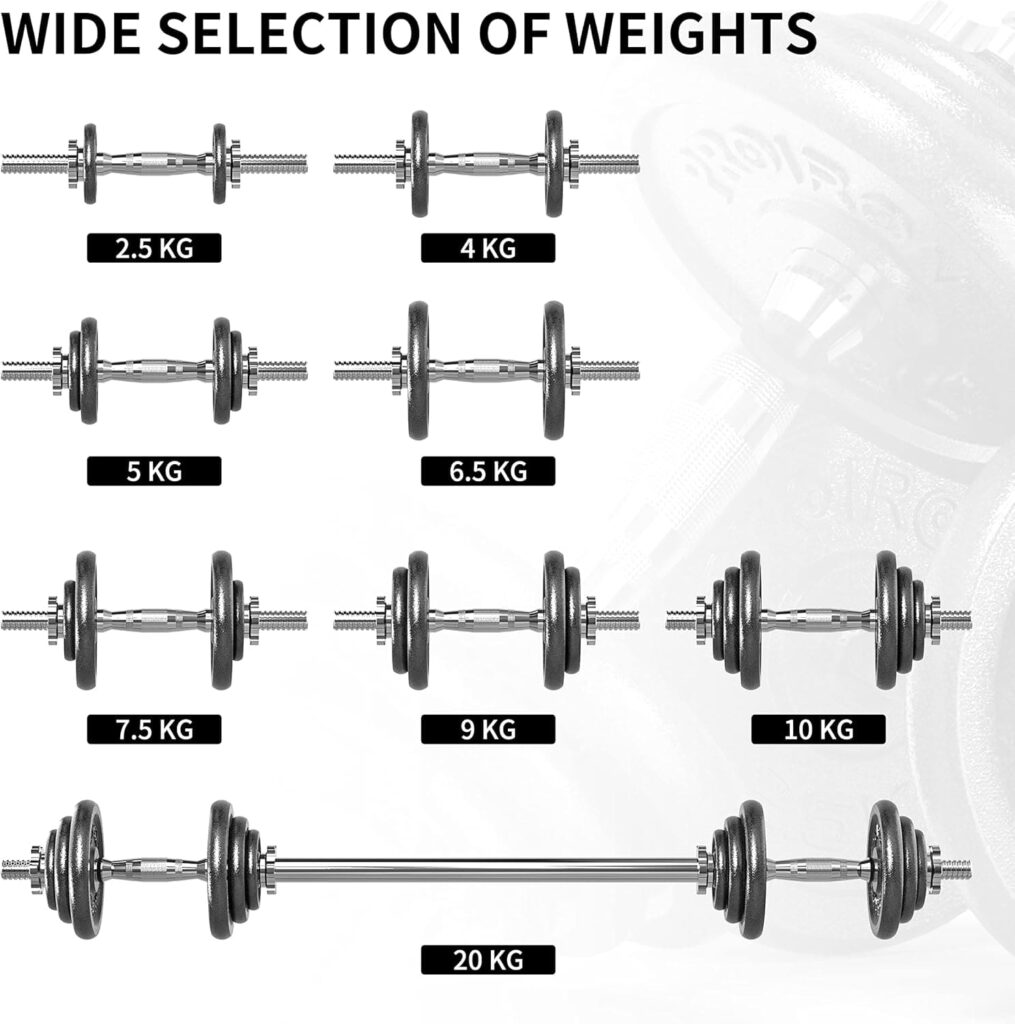 PROIRON 44lbs Cast Iron Adjustable Dumbbell Weight Options