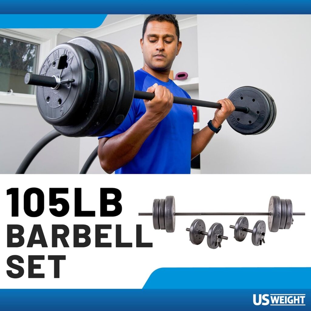 US WEIGHT 105 POUND BARBELL SET COMPREHENSIVE 2025