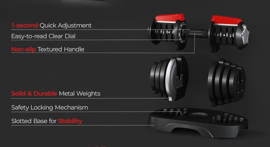 Yaheetech Adjustable Dumbbell Quick Adjustment