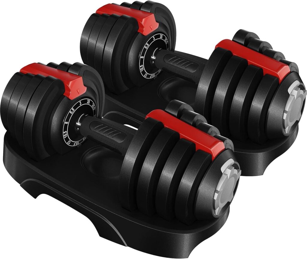 Yaheetech Adjustable Dumbbell Set With Anti Slip Handle and Tray for Men and Women home